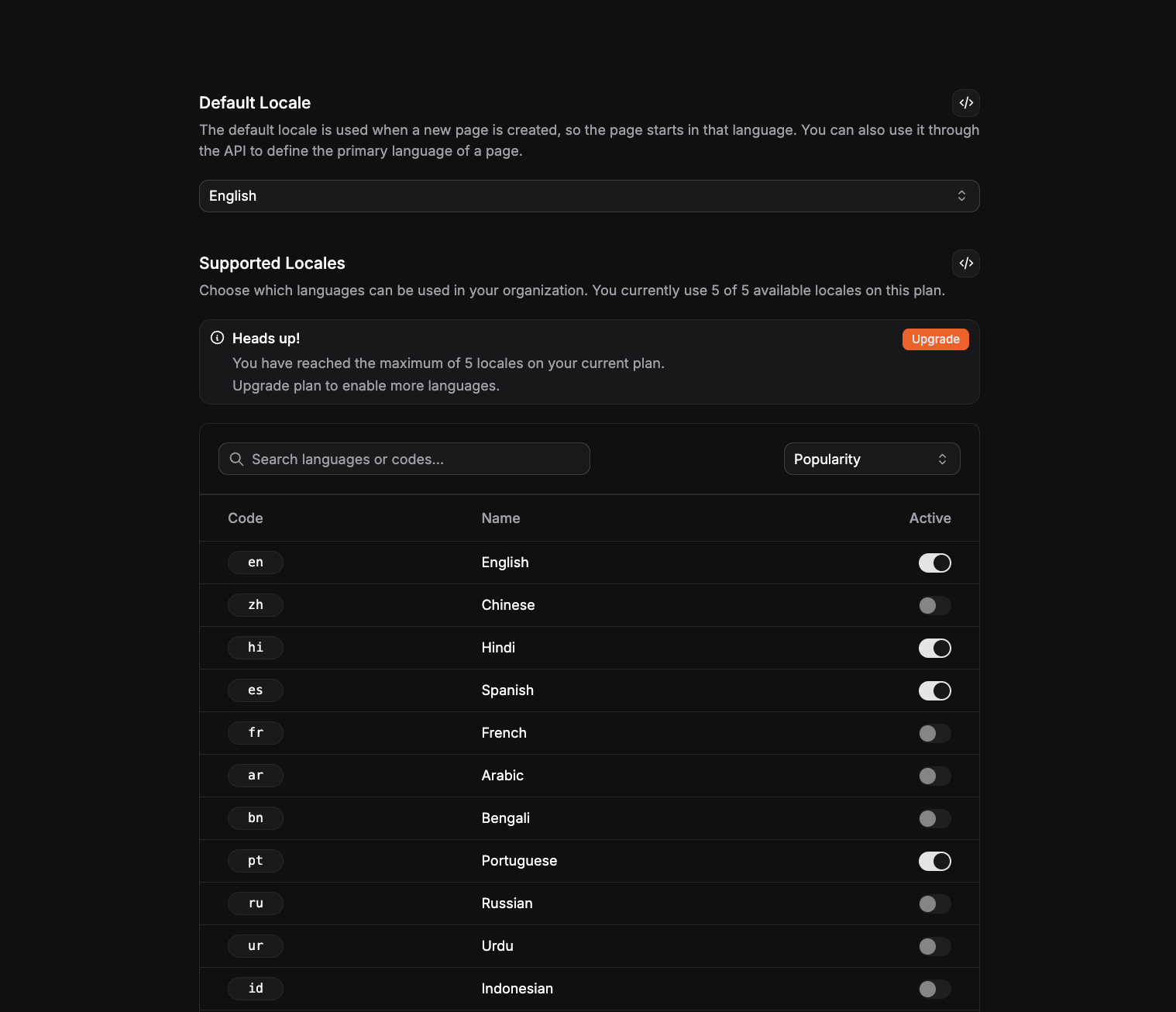 Paragraph CMS locales preview